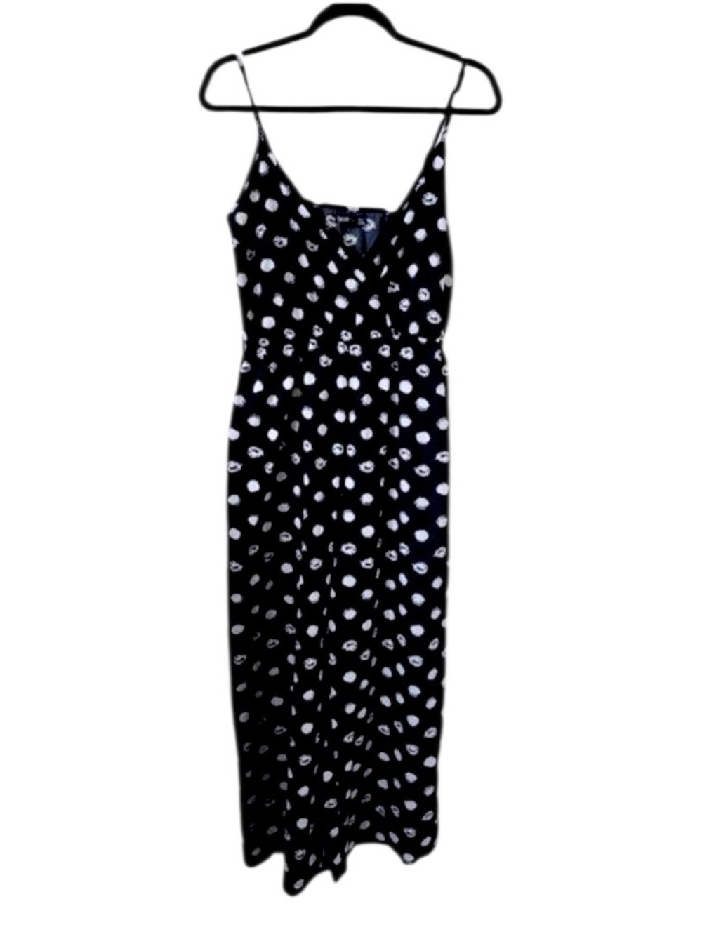 Boohoo Black & White Polka Dot Print Wrap Style Baggy Wide Leg Jumpsuit S